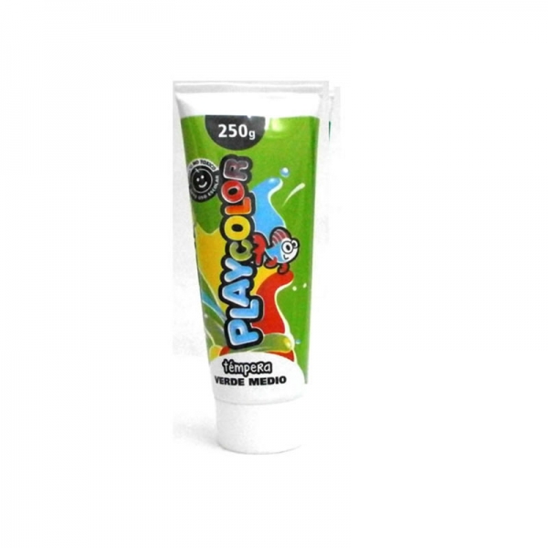 tempera-verde-medio-pomo-250g-playcolor-libreria-casa-segal-mendoza