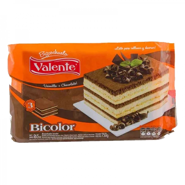 Valente bizcochuelo bicolor rectangular Valente bizcochuelo bicolor rectangular 750gr. en Mendoza.