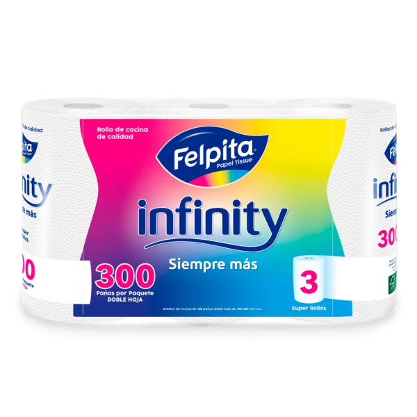 felpita infinity rollo cocina Rollo cocina Infinity Felpita pack x3 de 100 paños doble hoja