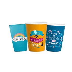 VASO POLIPAPEL FRASES x 8u