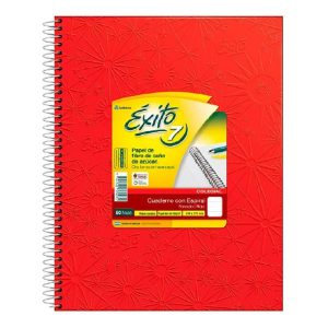 cuaderno Éxito E7 rojo 100 hojas rayadas con espiral