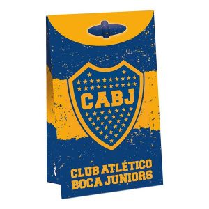 bolsa de papel con cierre Boca Juniors azul y oro con escudo