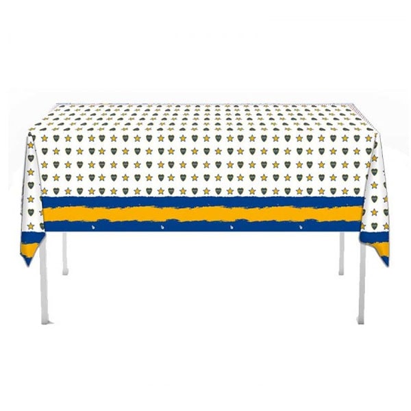 mantel Boca Juniors con escudo y diseño azul y oro