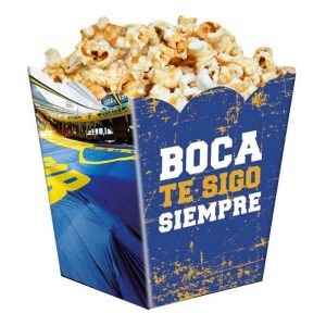 pochoclera Boca Juniors azul y oro con escudo