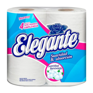 ELEGANTE PAPEL HIGIÉNICO SIMPLE HOJA x 4