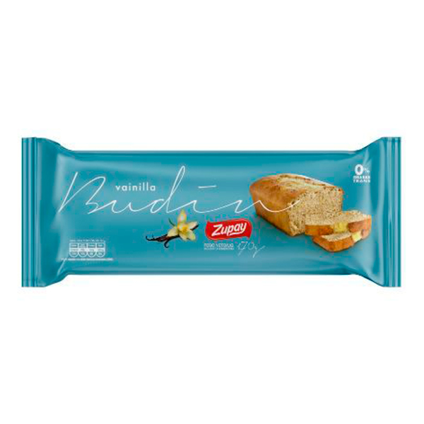 Budín de vainilla Zupay 170g en envase celeste