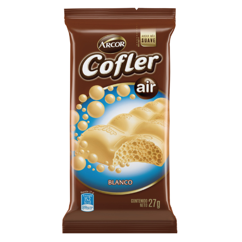cofler air 27 blanco cofler air 27g blanco chocolate aireado arcor golosina