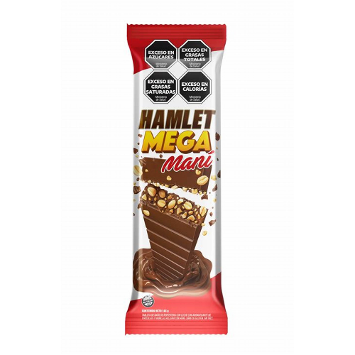 tableta Hamlet Mega Maní 165g con chocolate con leche y maní