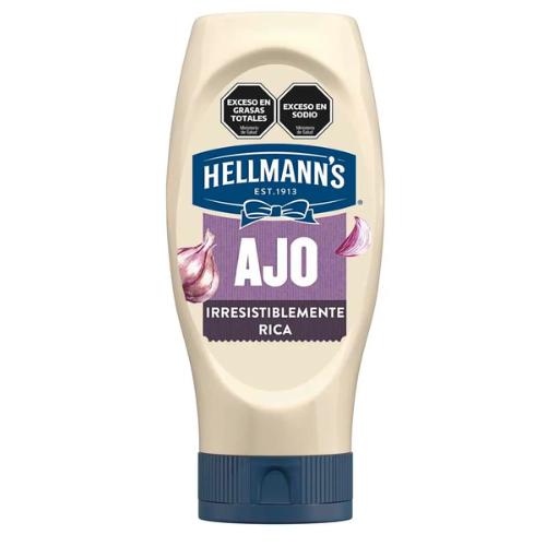 HELLMANN'S aderezo sabor ajo 340 gr en envase squeeze