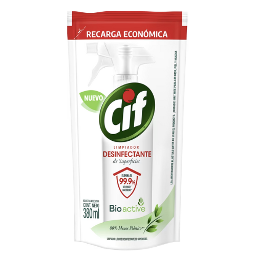 Cif desinfectante 380ml doypack limpieza y desinfección de superficies