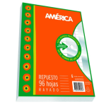 Paquete de Repuesto América 96 Hojas Rayado con banda protectora naranja y verde
