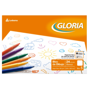 Gloria Block Dibujo N°5 blanco 24 hojas
