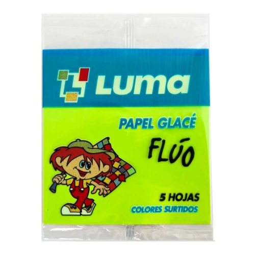 PAPEL GLACE FLUO papel glacé fluo Luma 5 hojas colores surtidos