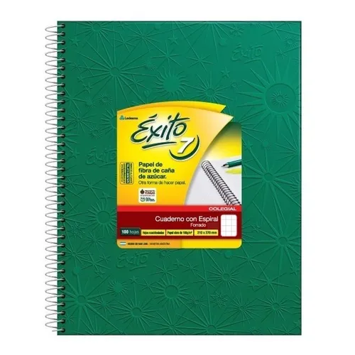 Éxito E7 colegial 100 hojas cuadriculadas verde