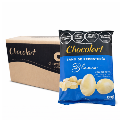 caja 12u chocolate chocolart blanco baño de repostería