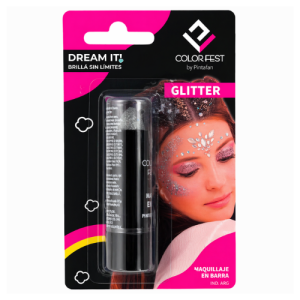barra glitter plata maquillaje colorfest