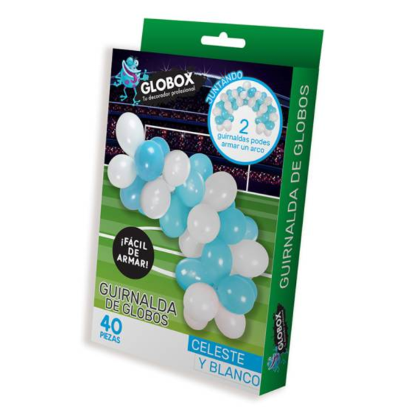 guirnalda globos argentina celeste blanco arco decoracion