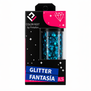 glitter estrellas turquesa cotillon maquillaje