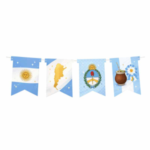 banderin patrio argentina decoracion celeste blanco guirnalda