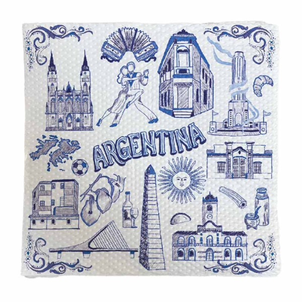 servilleta patrio argentina diseño simbolos celeste blanco mesa decoracion