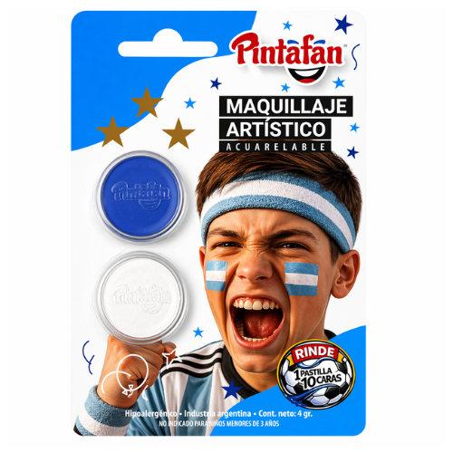 maquillaje argentina celeste blanco pintafan x2