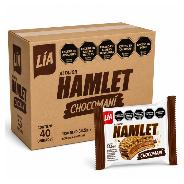 Hamlet alfajor Chocomaní 34.5 gramos caja x40 unidades