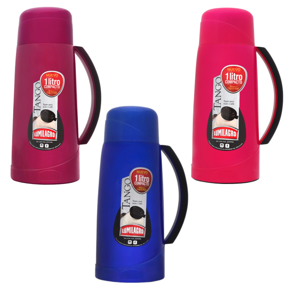 termo compacto x3 termo compacto lumilagro 1 litro colores violeta rosa azul