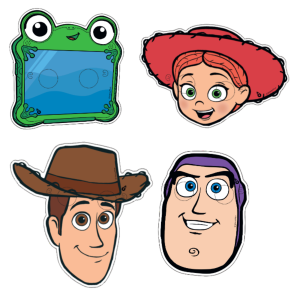 Antifaz Toy Story 5 x10 con diseños de Woody, Buzz Lightyear, Jessie y personajes temáticos para cumpleaños infantiles y fiestas temáticas.
