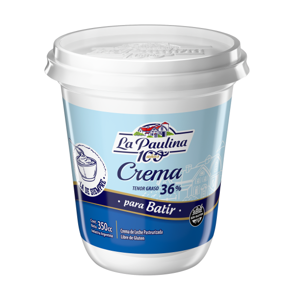 crema la paulina 350 Crema de Leche La Paulina 350cc para batir con 36% de materia grasa, ideal para crema chantilly, postres, salsas y recetas de cocina.