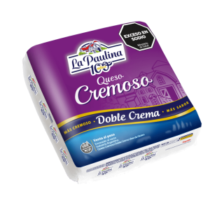 Queso Cremoso Doble Crema La Paulina trozado por kilo, de textura extra cremosa y sabor suave, ideal para pizzas, tartas, empanadas, sándwiches y recetas, libre de gluten.