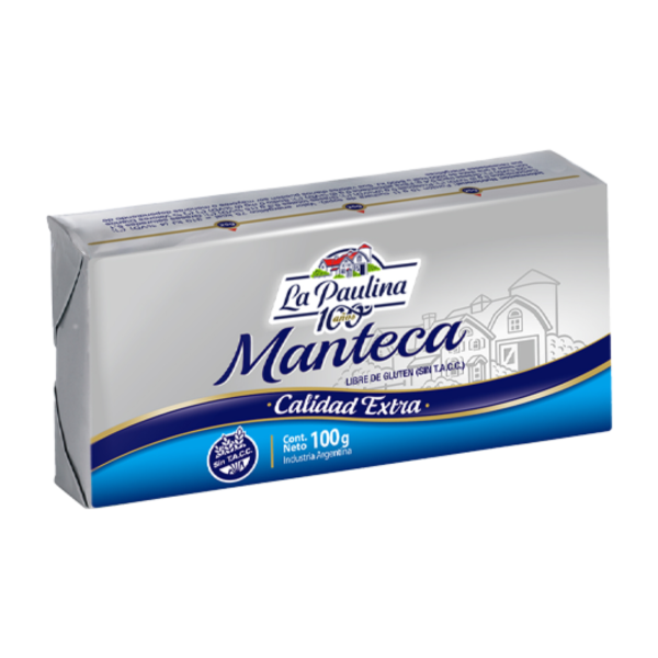 manteca la paulina 100g Manteca La Paulina 100gr Calidad Extra, libre de gluten (Sin TACC), ideal para untar, cocinar y preparar recetas dulces y saladas.