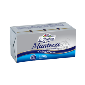 Manteca La Paulina 200gr Calidad Extra, elaborada con crema de leche, libre de gluten (Sin TACC), ideal para cocinar, hornear y untar.