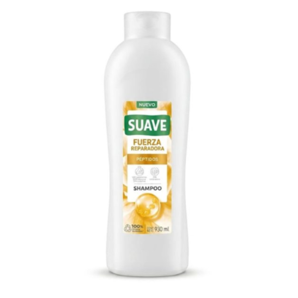 Shampoo Suave Fuerza Reparadora 930ml con péptidos reparadores para fortalecer el cabello dañado y reducir el quiebre.
