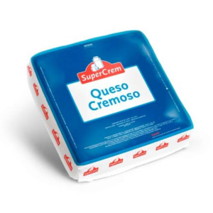 Queso Cremoso SuperCrem trozado por kilo, queso de pasta blanda con textura cremosa y excelente fundido, ideal para pizzas, tartas, sándwiches y gratinados, libre de gluten.