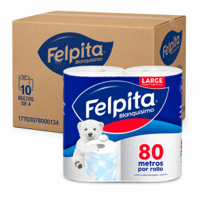 Papel Higiénico Felpita Blanquísimo 4x80 bulto x10 paquetes