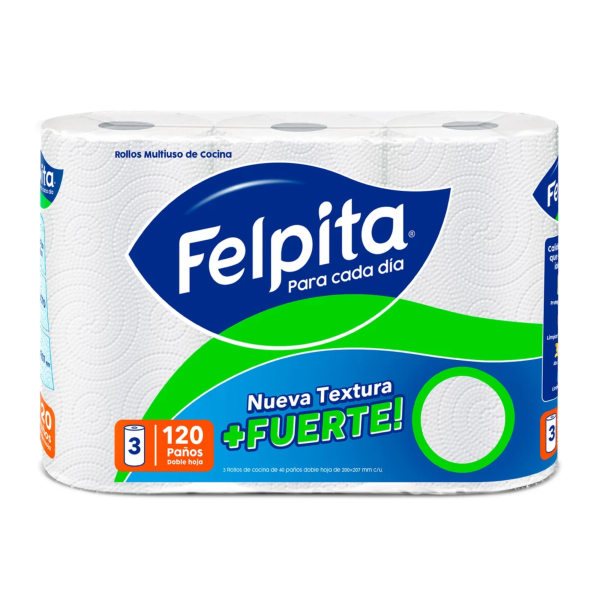 Rollo cocina Felpita x3 unidades 120 paños doble hoja