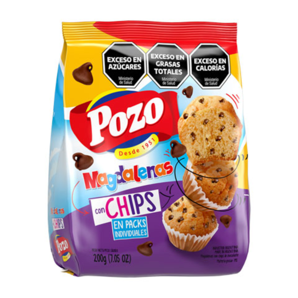 pozo magdalena chips Magdalenas con chips Pozo 200g en packs individuales