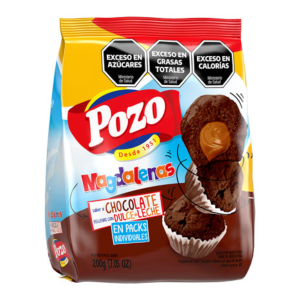 Magdalenas de chocolate Pozo rellenas con dulce de leche 200g
