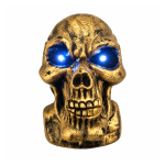 Calavera gigante dorada con luz en los ojos para Halloween