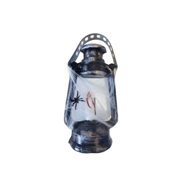 FAROL VELA Y ARAÑA Farol Stasio con vela araña y telaraña para Halloween