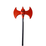 Hacha doble diablo naranja Stasio con calavera y mango negro para Halloween