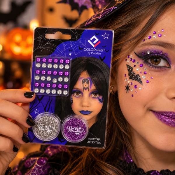 Kit de maquillaje Merlina COLORFEST con glitter y strass