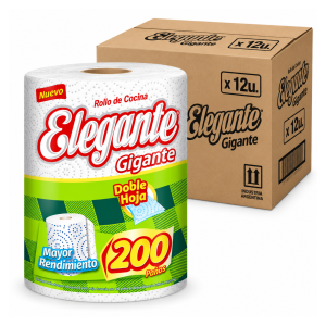 Rollo cocina Elegante Gigante doble hoja 200 paños x12 unidades