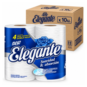 Papel higiénico Elegante doble hoja 30m x4 caja x10 paquetes