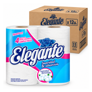 Papel higiénico Elegante simple hoja 30m x4 bulto x12 paquetes