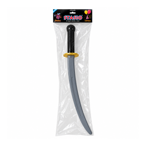 Espada ninja katana Stasio gris con mango negro y guarda dorada