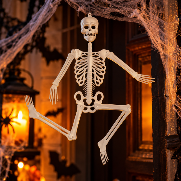 Esqueleto grande articulado Stasio de 90 cm para decoración de Halloween