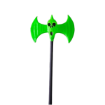 Hacha doble diablo verde Stasio con calavera y mango negro para Halloween