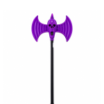 Hacha doble diablo violeta Stasio con calavera y mango negro para Halloween