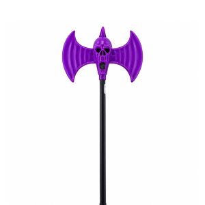 Hacha doble diablo violeta Stasio con calavera y mango negro para Halloween